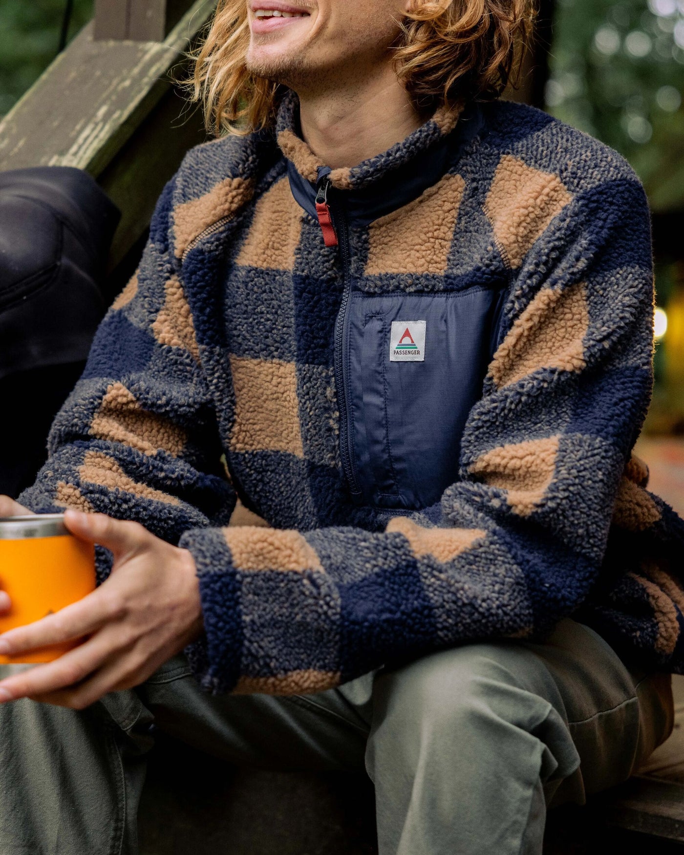 Offroad Sherpa 1/2 Zip Fleece - Toffee/Rich Navy Buffalo